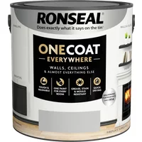 Ronseal One Coat Everywhere Paint 2.5L, Hazy Pink, round can with black lid and bold yellow text.