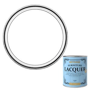 Rust-Oleum Furniture Lacquer in a 125ml can, featuring a light blue label with white text, showcasing a glossy finish and a metal lid.