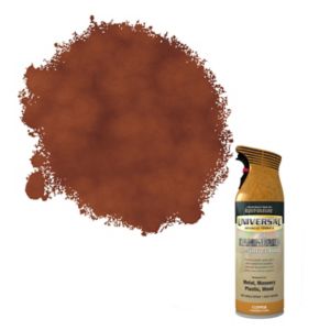 Copper hammered effect spray paint in a 400ml can, featuring a gold cap and a label indicating it's suitable for various surfaces like metal, wood, and plastic.