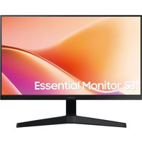 Samsung 24" S33GF Full HD Monitor with slim black bezels, V-shaped stand, and vibrant display showing abstract colors.