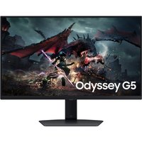 Samsung 27" Odyssey G50D QHD gaming monitor with thin bezels, 180Hz refresh rate, and vivid fantasy game display.