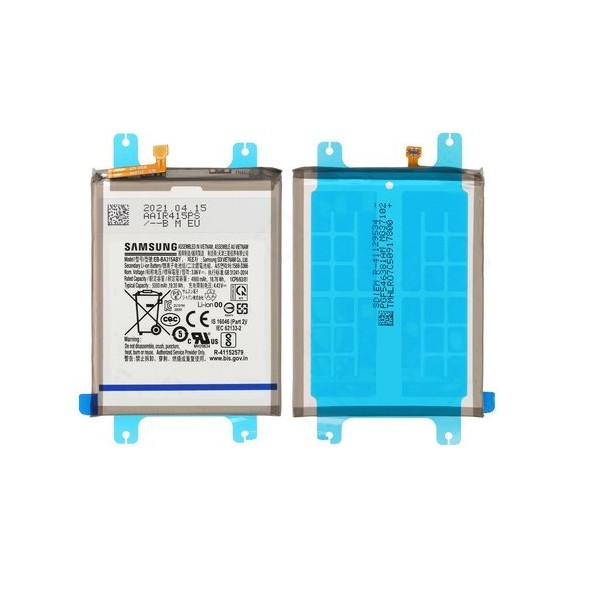 Samsung 325 225 32 4G battery featuring a transparent casing, blue protective film, and printed specifications on one side, with a gold connector tab at the top.