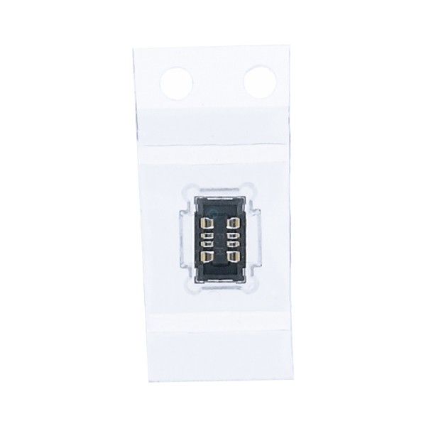 Black metallic Samsung 3710-004008 mobile phone spare part, featuring a compact design with six gold contact points, packaged in a clear plastic sleeve.