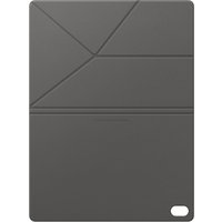 Gray Samsung Book Cover for Galaxy Tab S11 with geometric lines and cutout for camera.