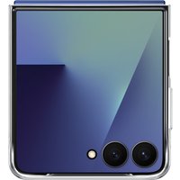 Clear Samsung case for Galaxy Z Flip7, transparent design with precise cutouts for dual rear cameras.