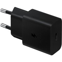 Black Samsung EP-T1510NBEGEU fast charger with dual-pin plug and USB-C port.