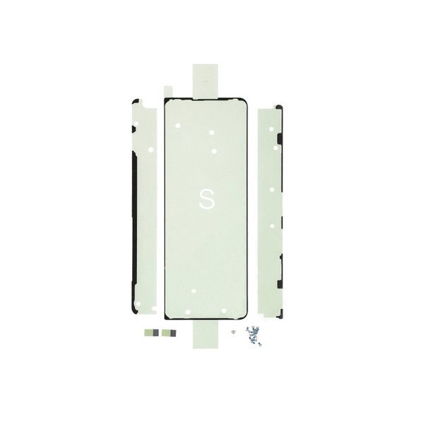 Samsung F926 Z Fold3 adhesive sticker in a light green color, featuring cutouts for device components, with a smooth finish and small adhesive tabs for application.