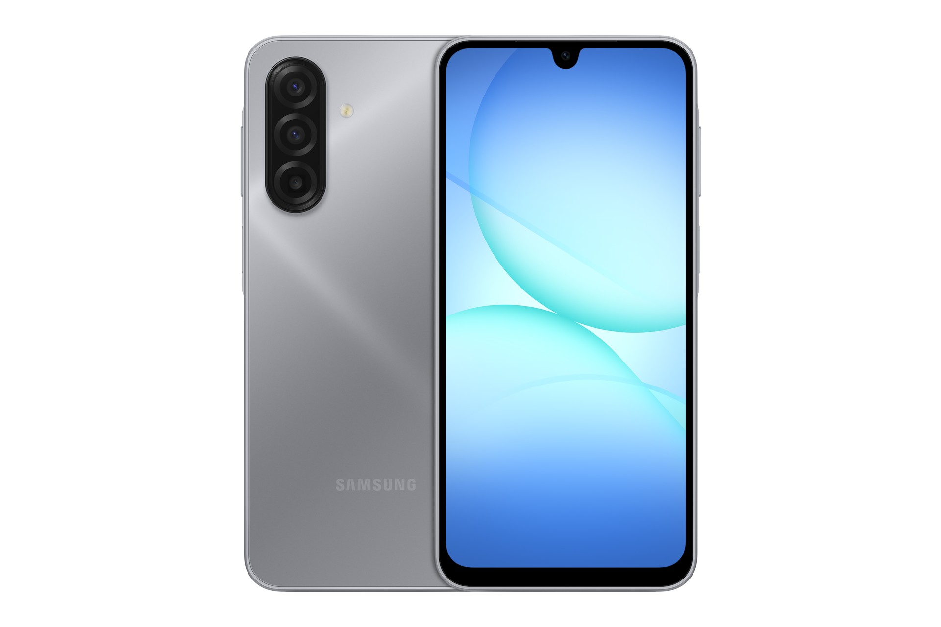 Samsung Galaxy A17 in sleek silver with a 6.7-inch display, featuring a dual SIM slot, USB Type-C port, 4 GB RAM, and 128 GB storage capacity.