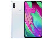 Samsung Galaxy A40 in white, featuring a sleek design with a vibrant display, 64GB capacity, and a premium condition finish.