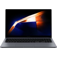Samsung Galaxy Book4 laptop, 15.6" display, sleek silver design, black keyboard, vibrant screen graphics.