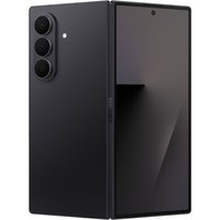 Samsung Galaxy Fold7 Enterprise Edition, black, unfolded, with triple rear cameras and sleek, reflective screen.