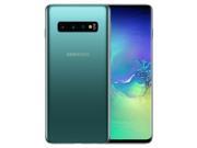 Samsung Galaxy S10 in Prism Blue with a sleek glass back, featuring a 512GB capacity and a vibrant display showcasing its premium condition.