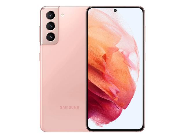Samsung Galaxy S21+ 5G in Phantom Pink, featuring a sleek glass back, triple rear camera setup, and a vibrant display with a centered front camera, 128GB storage, in good condition.
