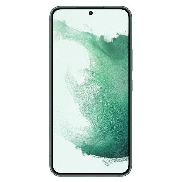 Samsung Galaxy S22 5G in green with a 256GB capacity, featuring a sleek design, vibrant display, and a central front camera cutout.