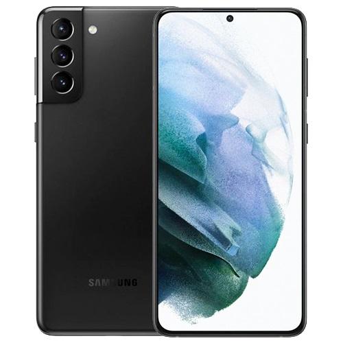 Samsung Galaxy S22 Ultra 5G in Phantom Black, featuring a sleek glass and metal design, a large display with a central front camera, and a triple rear camera setup.