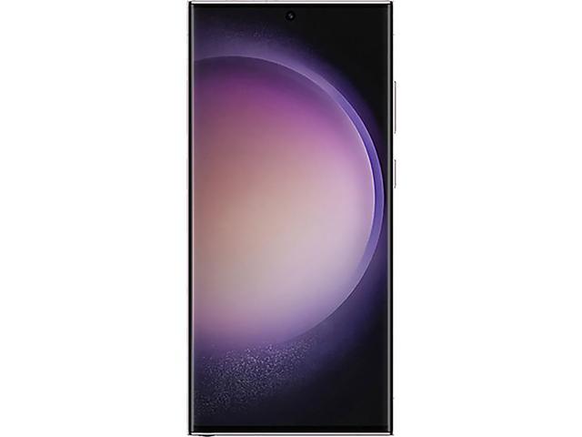 Samsung Galaxy S23 Ultra (5G) features a sleek black design, a large vibrant display with a circular purple gradient, and minimal bezels for an immersive viewing experience.