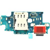 Samsung Galaxy S24 Plus charging port, blue circuit board with silver connectors and red USB-C port.