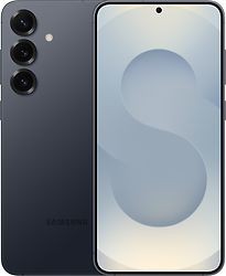 Samsung Galaxy S25 in graphite gray features a sleek design, 6.2-inch display, triple rear cameras, and a minimalist S logo on the back.