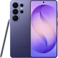 Samsung Galaxy S26 Ultra in Cobalt Violet, dual SIM, 512GB, with quad rear cameras and stylus pen.