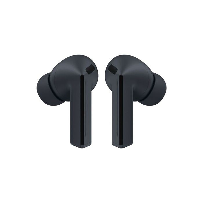 True wireless stereo headphones in sleek black with a glossy finish, featuring an ergonomic design and a short stem for a modern look.