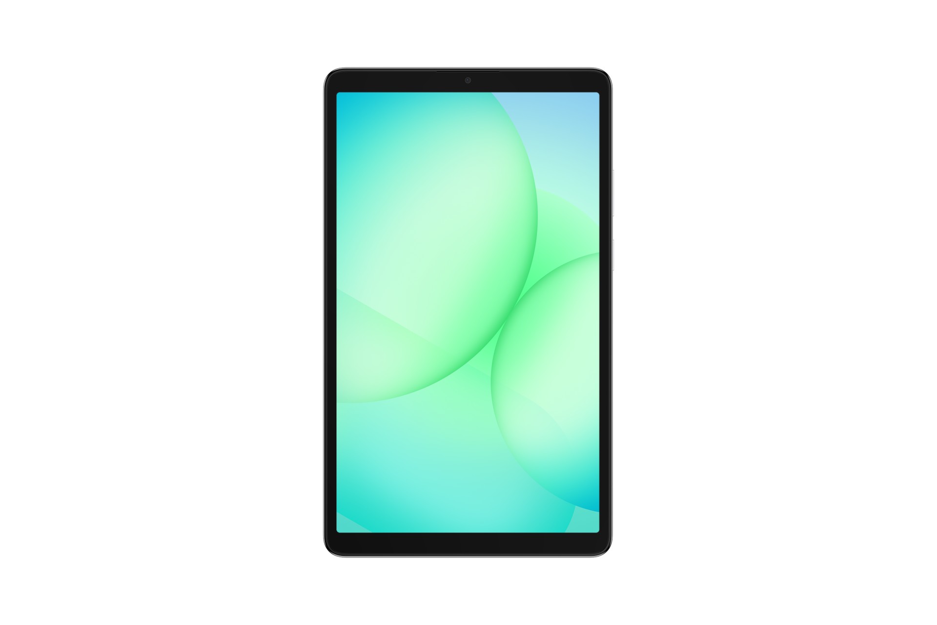 Samsung Galaxy Tab A11 in silver, featuring an 8.7-inch display with a vibrant green abstract background, sleek design, and 128GB storage capacity, ideal for Wi-Fi connectivity.