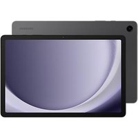 Graphite Samsung Galaxy Tab A9+ 5G with 11" display, slim bezels, rear camera, and sleek design.