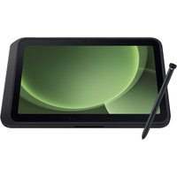 Green Samsung Galaxy Tab Active5 Pro with stylus, rugged design, 10.1" display, and black protective casing.