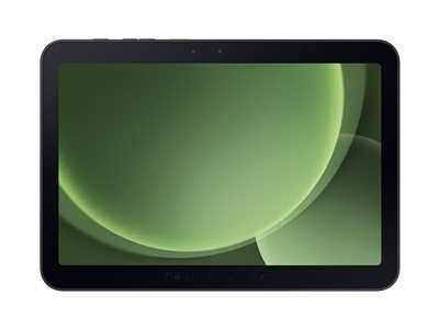 Samsung Galaxy Tab Active5 Pro in black, featuring a large 25.6-inch display with a sleek, durable design, ideal for rugged use, and equipped with 128 GB storage and 5G capabilities.