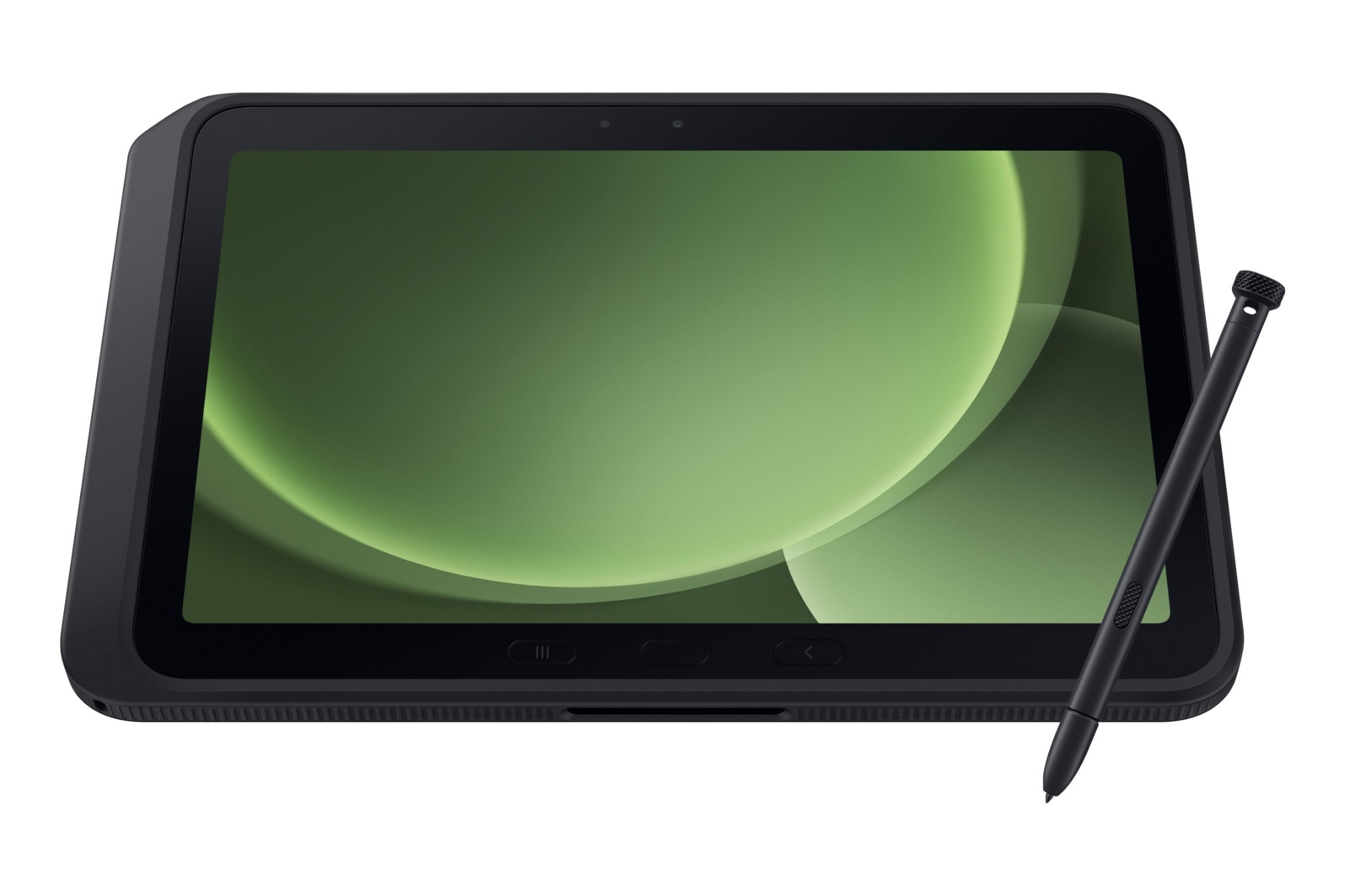 Samsung Galaxy Tab Active5 Pro in black, featuring a 25.6-inch display, rugged design, 5G connectivity, Snapdragon processor, and includes a stylus.