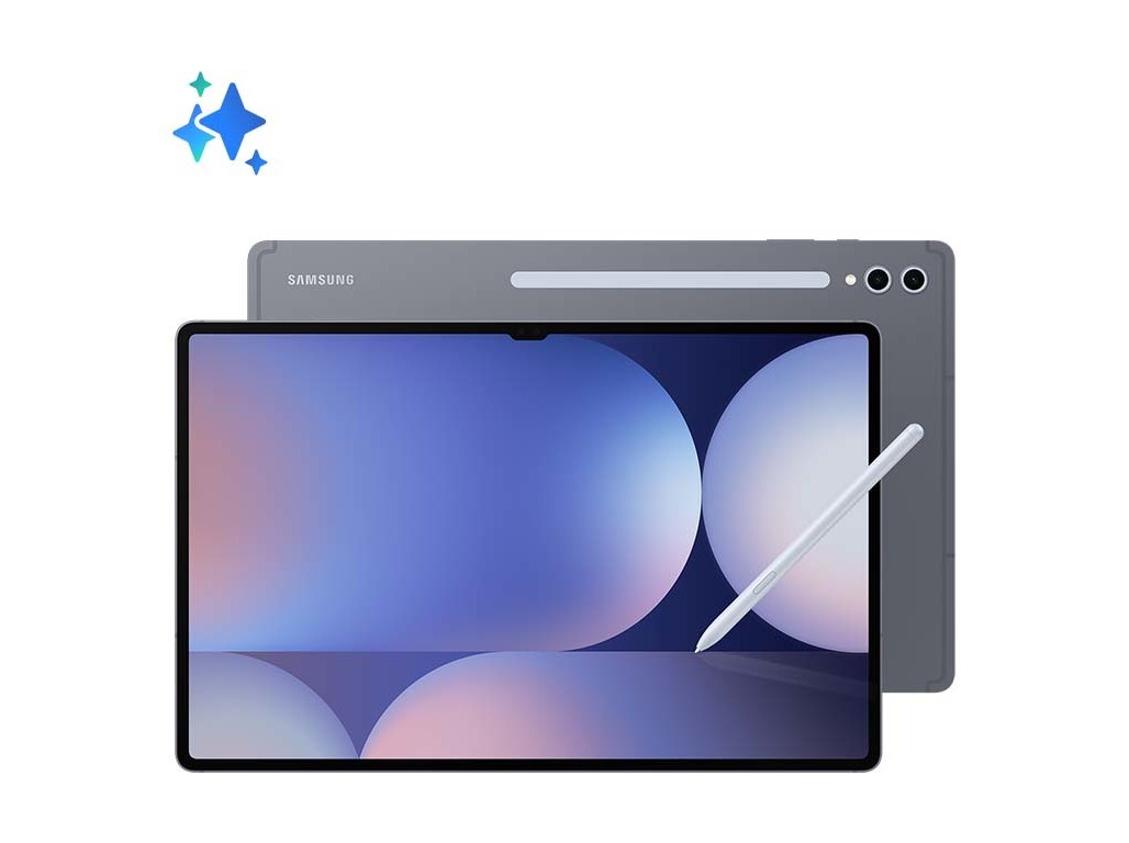 Samsung Galaxy Tab S10 Ultra in grey features a 14.6" AMOLED 2X display, 12GB RAM, 256GB storage, and comes with a stylus, showcasing a sleek, modern design.