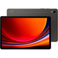 Black Samsung Galaxy Tab S9 with 11-inch display, slim bezels, rear camera, and sleek design.