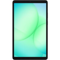 Black Samsung Galaxy Tab with 8-inch display, slim bezels, and green-blue gradient screen.