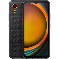 Black Samsung Galaxy XCover 7 smartphone with rugged textured back, dual SIM, and single rear camera.