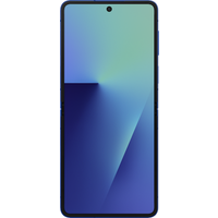 Samsung Galaxy Z Flip7 in Blue Shadow, foldable smartphone, dual SIM, sleek design, large display, centered camera hole