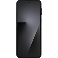 Black Samsung Galaxy Z Flip7 FE Dual SIM smartphone, foldable design, 256GB storage, sleek and modern appearance.