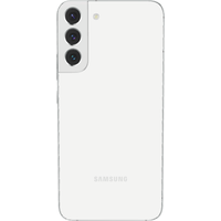 Samsung Galaxy S22 back cover in Phantom White, featuring three camera cutouts and sleek, smooth finish.