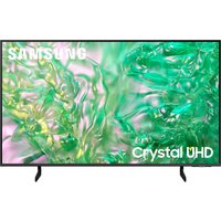 Black Samsung 65" 4K Ultra HD Smart TV with thin bezels, displaying vibrant green abstract image.