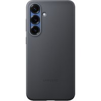 Black Samsung Kindsuit Faux Leather Case for Galaxy S25 with triple camera cutout and sleek finish.