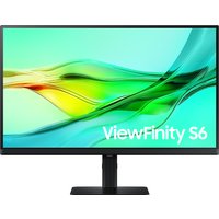 Samsung 27" QHD monitor with slim black bezels, rectangular stand, and vibrant green and yellow display.