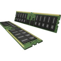 Green Samsung DDR5 memory module with black chips, 288-pin design, 96 GB capacity, dual module view.