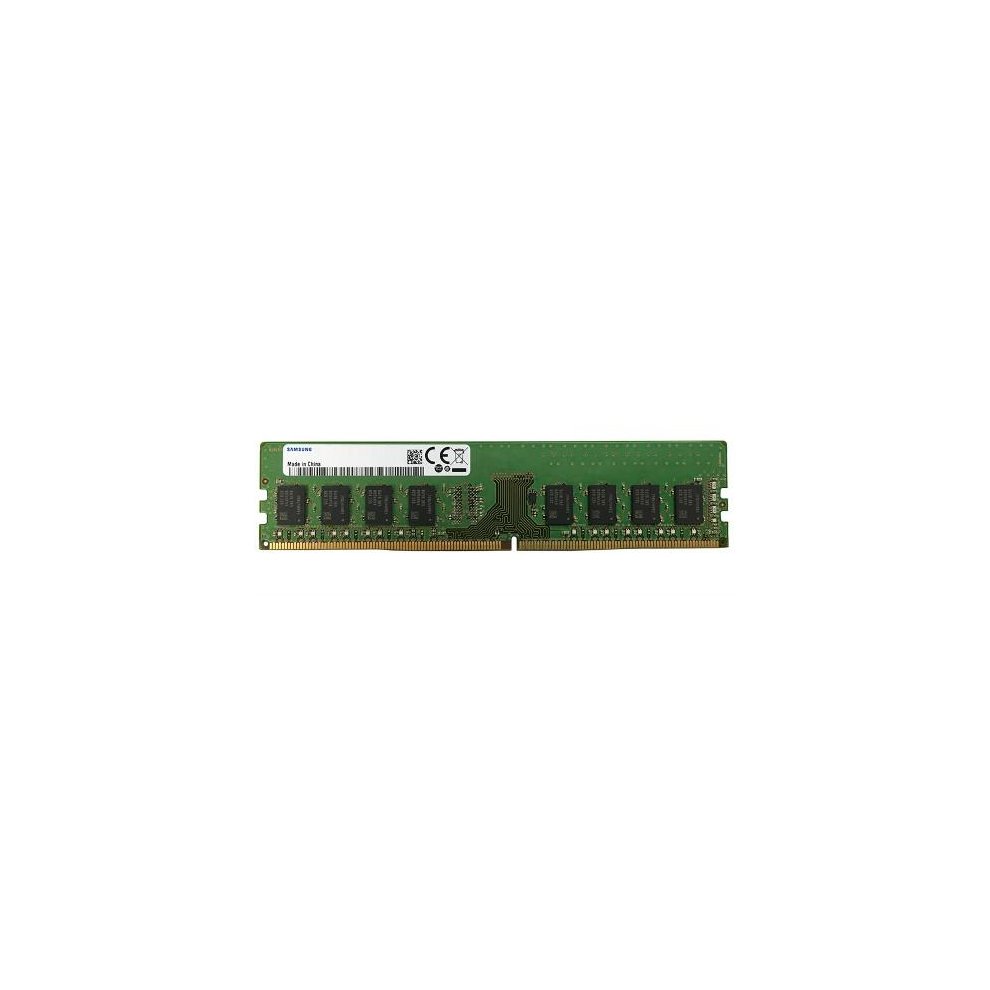 Samsung M378A2K43CB1-CRC 16 GB DDR4 memory module featuring a green PCB with eight black memory chips and a white label with product information.