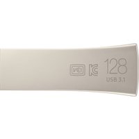 Samsung MUF-128BE USB flash drive, silver, 128 GB, USB Type-A 3.2 Gen 1, sleek design with engraved capacity details.