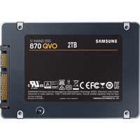 Black Samsung 2TB V-NAND SSD with gold SATA connectors and label displaying model details and certifications.