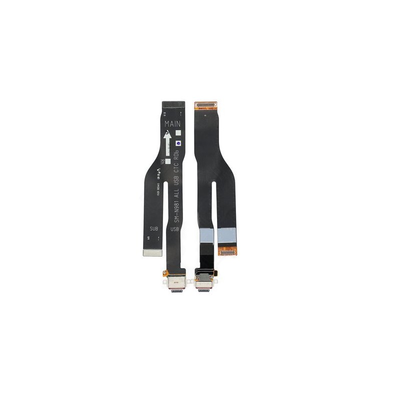 Samsung N980 N981 Note 20 charging connector, featuring a black flexible circuit board with labeled connectors for USB and main connections.