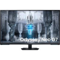 Samsung Odyssey Neo G7 43" 4K UHD gaming monitor, sleek design, thin bezels, vivid display with futuristic graphics