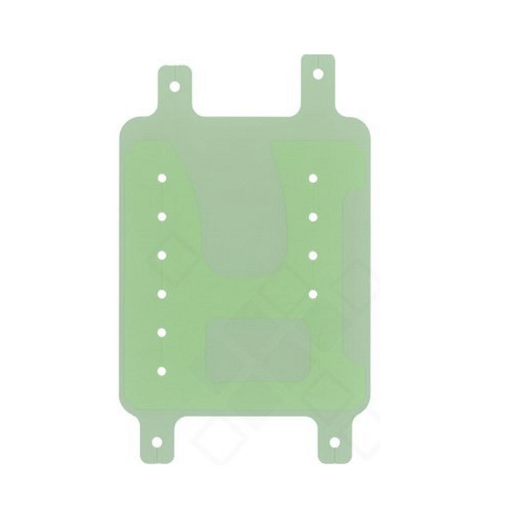 Translucent green silicone sheet with rounded corners and multiple holes for mounting, designed for use with Samsung devices.