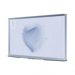 Samsung QE43LS01BH 43" The Serif QLED 4K HDR Smart TV in Cotton Blue features a unique, minimalist design with a textured screen and sleek, modern edges.