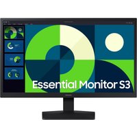 Black Samsung S24D310EAU 24" Full HD LCD monitor with thin bezel and rectangular stand displaying colorful geometric design