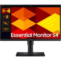 Black Samsung S27D406GAU 27" Full HD LCD monitor with thin bezel and vibrant geometric display.
