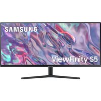 Samsung S34C500GAU 34" UltraWide Quad HD LED monitor, black, with slim bezels and T-shaped stand.